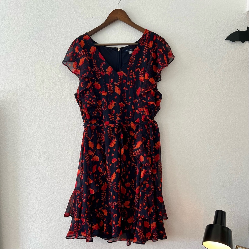 NWOT Tommy Hilfiger Ruffled Floral Chiffon Dress